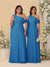 A-Line/Princess One-Shoulder Floor-Length Plus Size Bridesmaid Dresses With Watteau Train