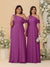 A-Line/Princess One-Shoulder Floor-Length Plus Size Bridesmaid Dresses With Watteau Train