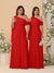 A-Line/Princess One-Shoulder Floor-Length Plus Size Bridesmaid Dresses With Watteau Train