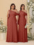 A-Line/Princess One-Shoulder Floor-Length Plus Size Bridesmaid Dresses With Watteau Train