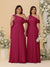 A-Line/Princess One-Shoulder Floor-Length Plus Size Bridesmaid Dresses With Watteau Train