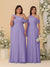 A-Line/Princess One-Shoulder Floor-Length Plus Size Bridesmaid Dresses With Watteau Train