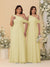 A-Line/Princess One-Shoulder Floor-Length Plus Size Bridesmaid Dresses With Watteau Train