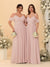 A-Line/Princess V-Neck Spaghetti Straps Chiffon Ruched  Bridesmaid Dresses