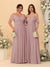 A-Line/Princess V-Neck Spaghetti Straps Chiffon Ruched  Bridesmaid Dresses