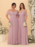 A-Line/Princess V-Neck Spaghetti Straps Chiffon Ruched  Bridesmaid Dresses