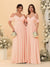 A-Line/Princess V-Neck Spaghetti Straps Chiffon Ruched  Bridesmaid Dresses