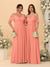 A-Line/Princess V-Neck Spaghetti Straps Chiffon Ruched  Bridesmaid Dresses