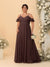 A-Line/Princess V-Neck Spaghetti Straps Chiffon Ruched Plus Size Bridesmaid Dresses