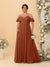A-Line/Princess V-Neck Spaghetti Straps Chiffon Ruched Plus Size Bridesmaid Dresses