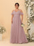 A-Line/Princess V-Neck Spaghetti Straps Chiffon Ruched Plus Size Bridesmaid Dresses