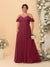 A-Line/Princess V-Neck Spaghetti Straps Chiffon Ruched Plus Size Bridesmaid Dresses