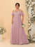 A-Line/Princess V-Neck Spaghetti Straps Chiffon Ruched Plus Size Bridesmaid Dresses