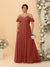 A-Line/Princess V-Neck Spaghetti Straps Chiffon Ruched Plus Size Bridesmaid Dresses