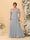 A-Line/Princess V-Neck Spaghetti Straps Chiffon Ruched Plus Size Bridesmaid Dresses