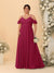 A-Line/Princess V-Neck Spaghetti Straps Chiffon Ruched Plus Size Bridesmaid Dresses