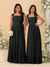 Chiffon A-Line/Princess Square Neck Sleeveless Bridesmaid Dresses with Pleats