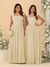 Chiffon A-Line/Princess Square Neck Sleeveless Bridesmaid Dresses with Pleats