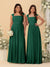 Chiffon A-Line/Princess Square Neck Sleeveless Bridesmaid Dresses with Pleats