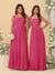 Chiffon A-Line/Princess Square Neck Sleeveless Bridesmaid Dresses with Pleats
