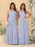 Chiffon A-Line/Princess Square Neck Sleeveless Bridesmaid Dresses with Pleats