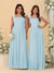 Chiffon A-Line/Princess Square Neck Sleeveless Bridesmaid Dresses with Pleats