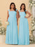 Chiffon A-Line/Princess Square Neck Sleeveless Bridesmaid Dresses with Pleats