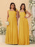 Chiffon A-Line/Princess Square Neck Sleeveless Bridesmaid Dresses with Pleats