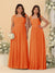 Chiffon A-Line/Princess Square Neck Sleeveless Bridesmaid Dresses with Pleats