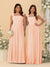 Chiffon A-Line/Princess Square Neck Sleeveless Bridesmaid Dresses with Pleats