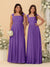 Chiffon A-Line/Princess Square Neck Sleeveless Bridesmaid Dresses with Pleats