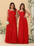 Chiffon A-Line/Princess Square Neck Sleeveless Bridesmaid Dresses with Pleats