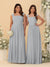 Chiffon A-Line/Princess Square Neck Sleeveless Bridesmaid Dresses with Pleats