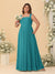 Chiffon A-Line/Princess Square Neck Sleeveless Plus Size Bridesmaid Dresses with Pleats