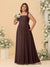 Chiffon A-Line/Princess Square Neck Sleeveless Plus Size Bridesmaid Dresses with Pleats