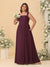 Chiffon A-Line/Princess Square Neck Sleeveless Plus Size Bridesmaid Dresses with Pleats