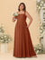 Chiffon A-Line/Princess Square Neck Sleeveless Plus Size Bridesmaid Dresses with Pleats