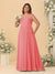Chiffon A-Line/Princess Square Neck Sleeveless Plus Size Bridesmaid Dresses with Pleats