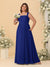 Chiffon A-Line/Princess Square Neck Sleeveless Plus Size Bridesmaid Dresses with Pleats