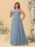 Chiffon A-Line/Princess Square Neck Sleeveless Plus Size Bridesmaid Dresses with Pleats