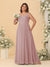 Chiffon A-Line/Princess Square Neck Sleeveless Plus Size Bridesmaid Dresses with Pleats