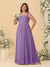 Chiffon A-Line/Princess Square Neck Sleeveless Plus Size Bridesmaid Dresses with Pleats