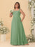 Chiffon A-Line/Princess Square Neck Sleeveless Plus Size Bridesmaid Dresses with Pleats
