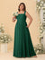 Chiffon A-Line/Princess Square Neck Sleeveless Plus Size Bridesmaid Dresses with Pleats