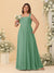 Chiffon A-Line/Princess Square Neck Sleeveless Plus Size Bridesmaid Dresses with Pleats