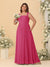 Chiffon A-Line/Princess Square Neck Sleeveless Plus Size Bridesmaid Dresses with Pleats