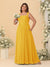 Chiffon A-Line/Princess Square Neck Sleeveless Plus Size Bridesmaid Dresses with Pleats