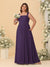Chiffon A-Line/Princess Square Neck Sleeveless Plus Size Bridesmaid Dresses with Pleats