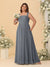 Chiffon A-Line/Princess Square Neck Sleeveless Plus Size Bridesmaid Dresses with Pleats