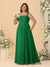 Chiffon A-Line/Princess Square Neck Sleeveless Plus Size Bridesmaid Dresses with Pleats